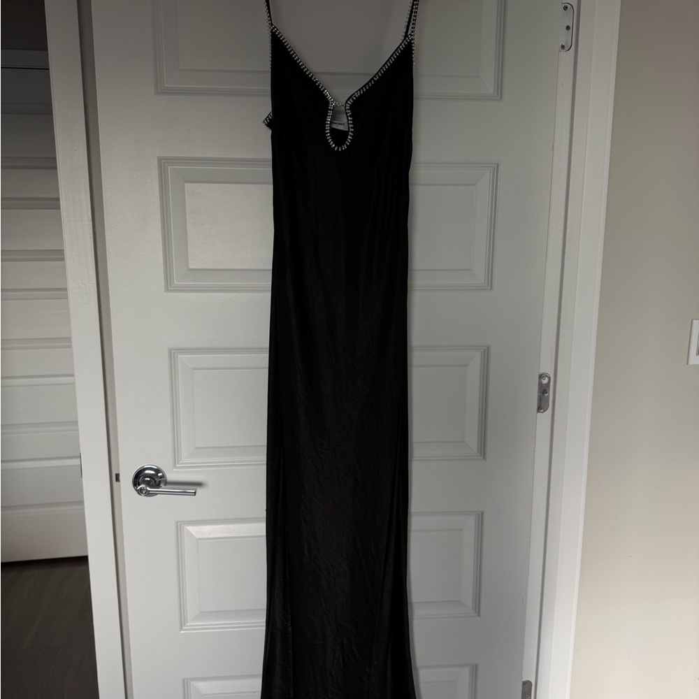 Rumored Black Maxi Dress with Rhinestone Trim
